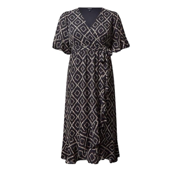 Torrid Black Floral Geometric Maxi Georgette Surplice Hi-Low Dress 3X NWT - Picture 16 of 16